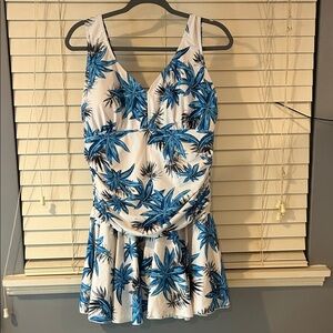 Amazon Blue and White Women's One Piece Swimsuit